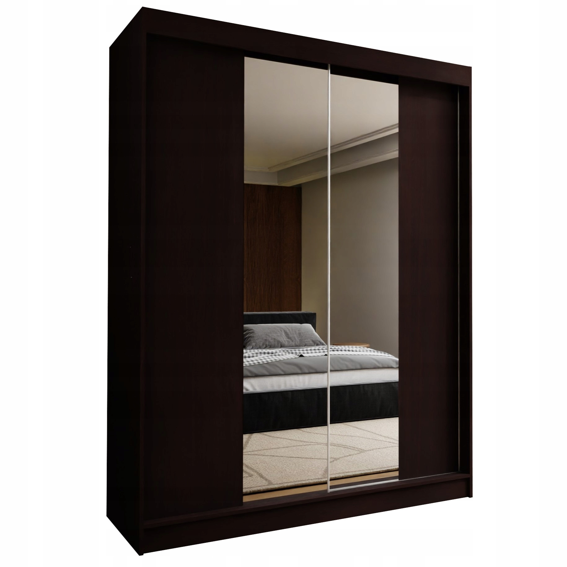 Skříň 150 cm se zrcadlem Skříň Dvoudveřová Wenge