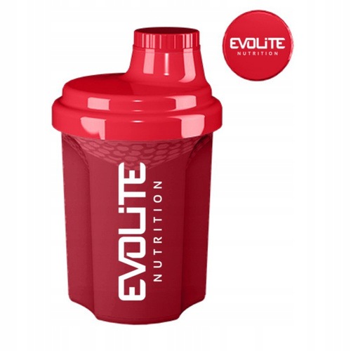 Evolite Shaker 300ml Czerwony Szejker do mieszania odżywek z sitkiem