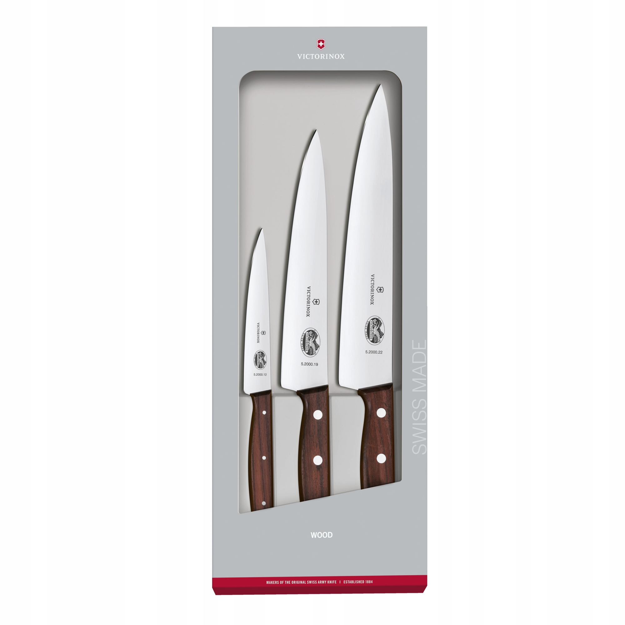 Victorinox 5.1050.3G, zestaw 3 noży Wood, nóż Szefa Kuchni, do porcjowania