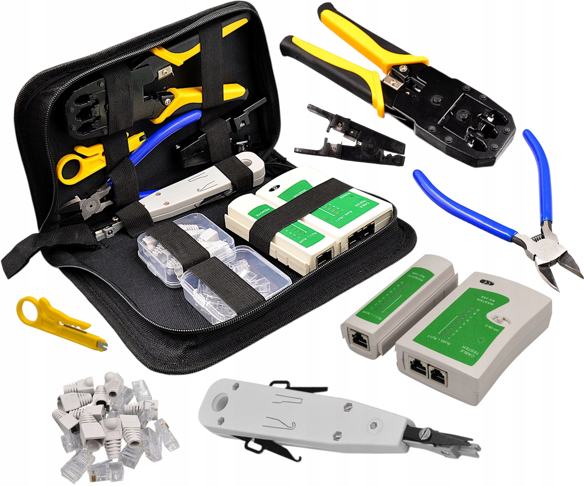 Zestaw narzędzi sieciowych Klanet z zaciskarką, testerem i etui