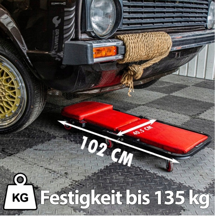 LEŻANKA WARSZTATOWA 2W1 SKŁADANA 7 KOŁOWA SIEDZISKO TEKSON Marka PROFITOOL