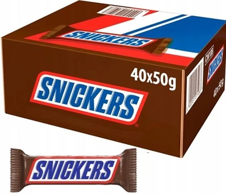 Snickers baton 50 g nadzienie orzechowe karmel i czekolada Karton 40 szt.