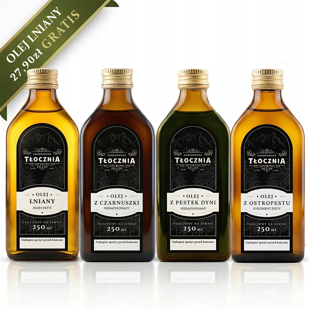 Zestaw olejów tłoczonych na zimno 4x250 ml Olej lniany 250 ml