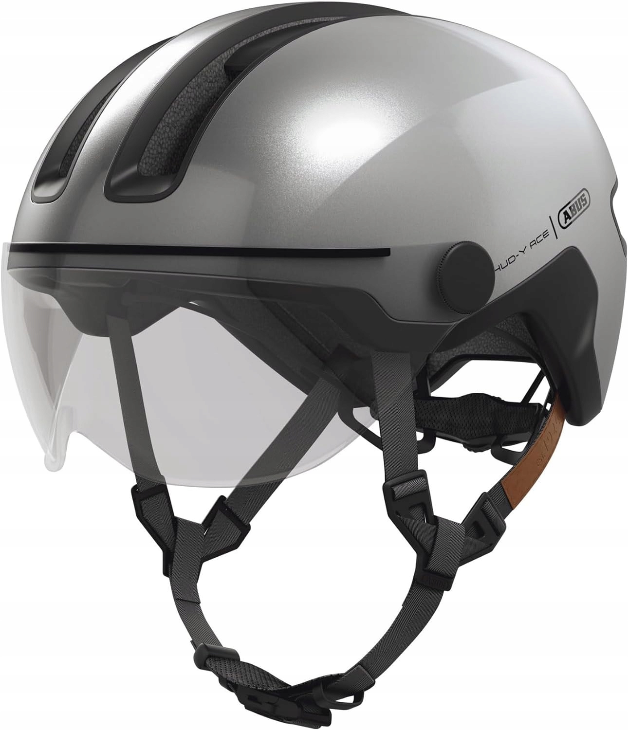 Cyklistická přilba Abus Hud-y Ace Gleam Silver S (51-55 cm) nastavitelná s brýlemi