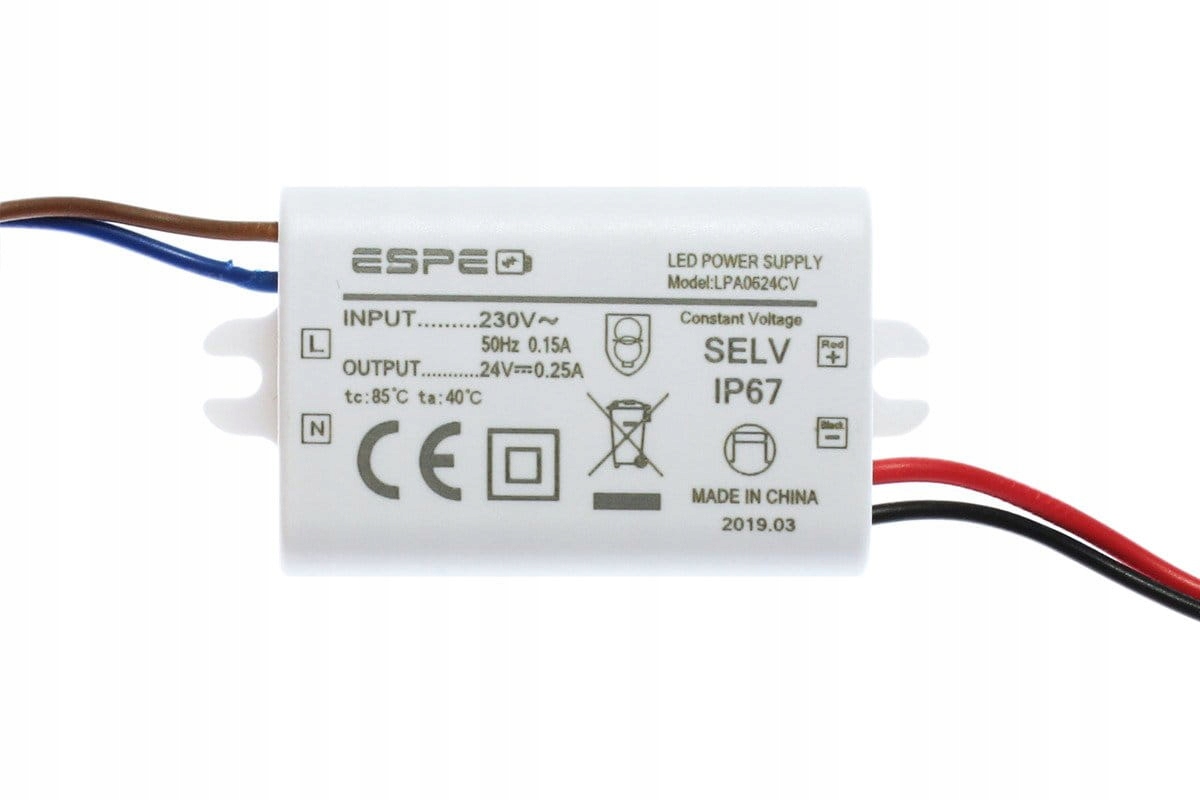 Zasilacz Led 24V 0,25A 6W Espe LPA0624CV IP67