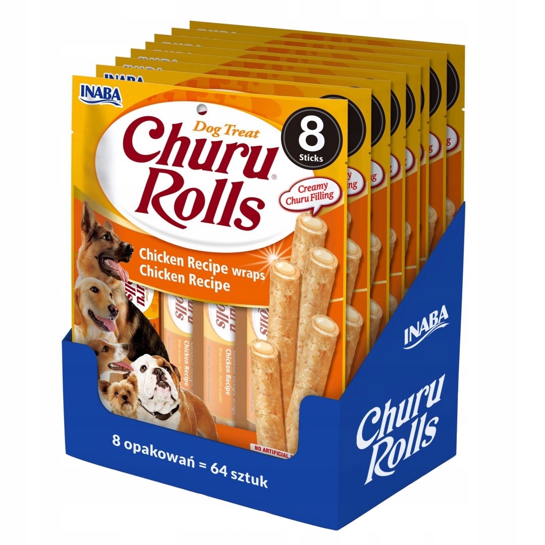 Levně Inaba Dog Churu Rolls Chicken Wraps 8x96g Psí Pamlsek s kuřecím masem