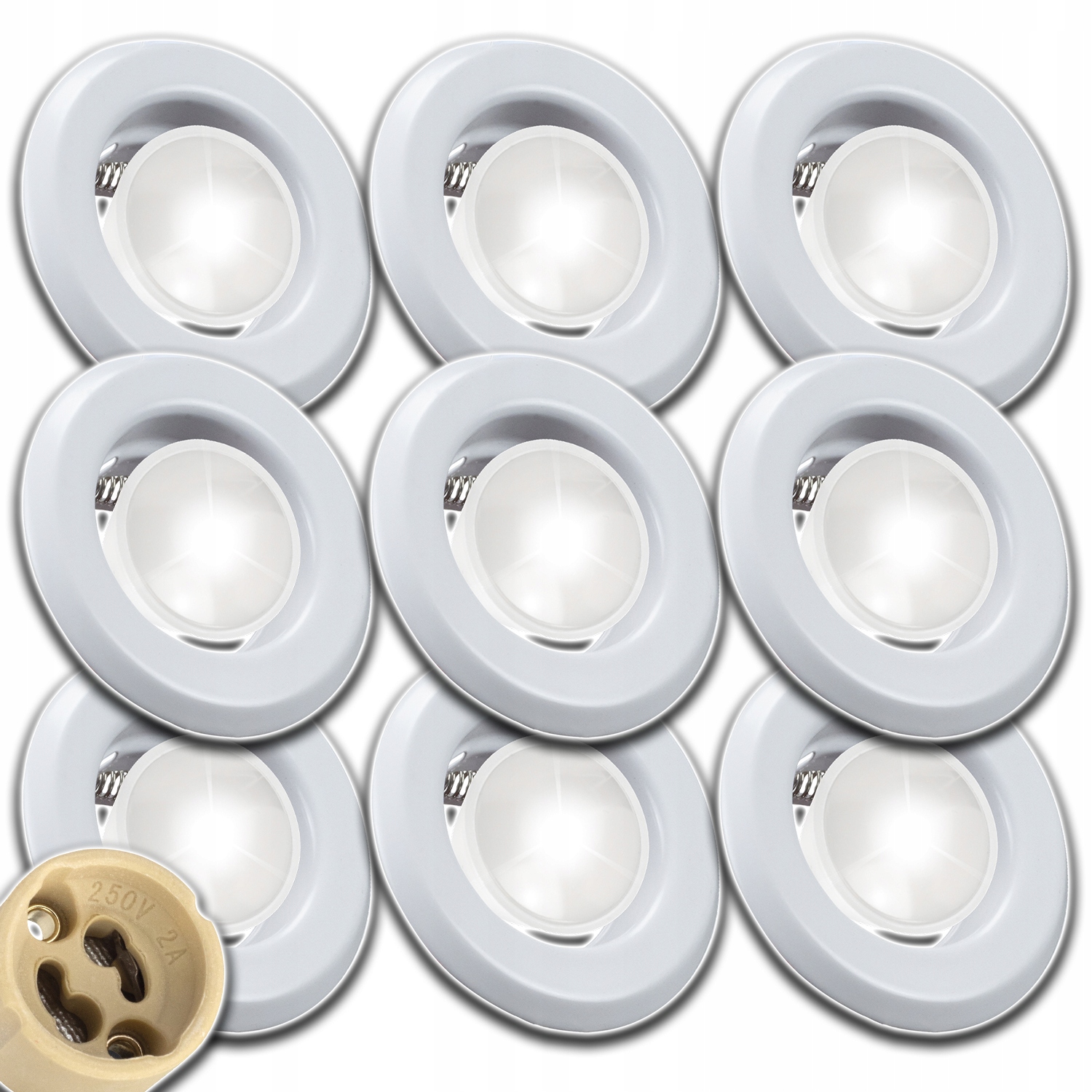9x Halogenová Led Stropní Lampa Podomítková Žárovka GU10 1,5W Bílá