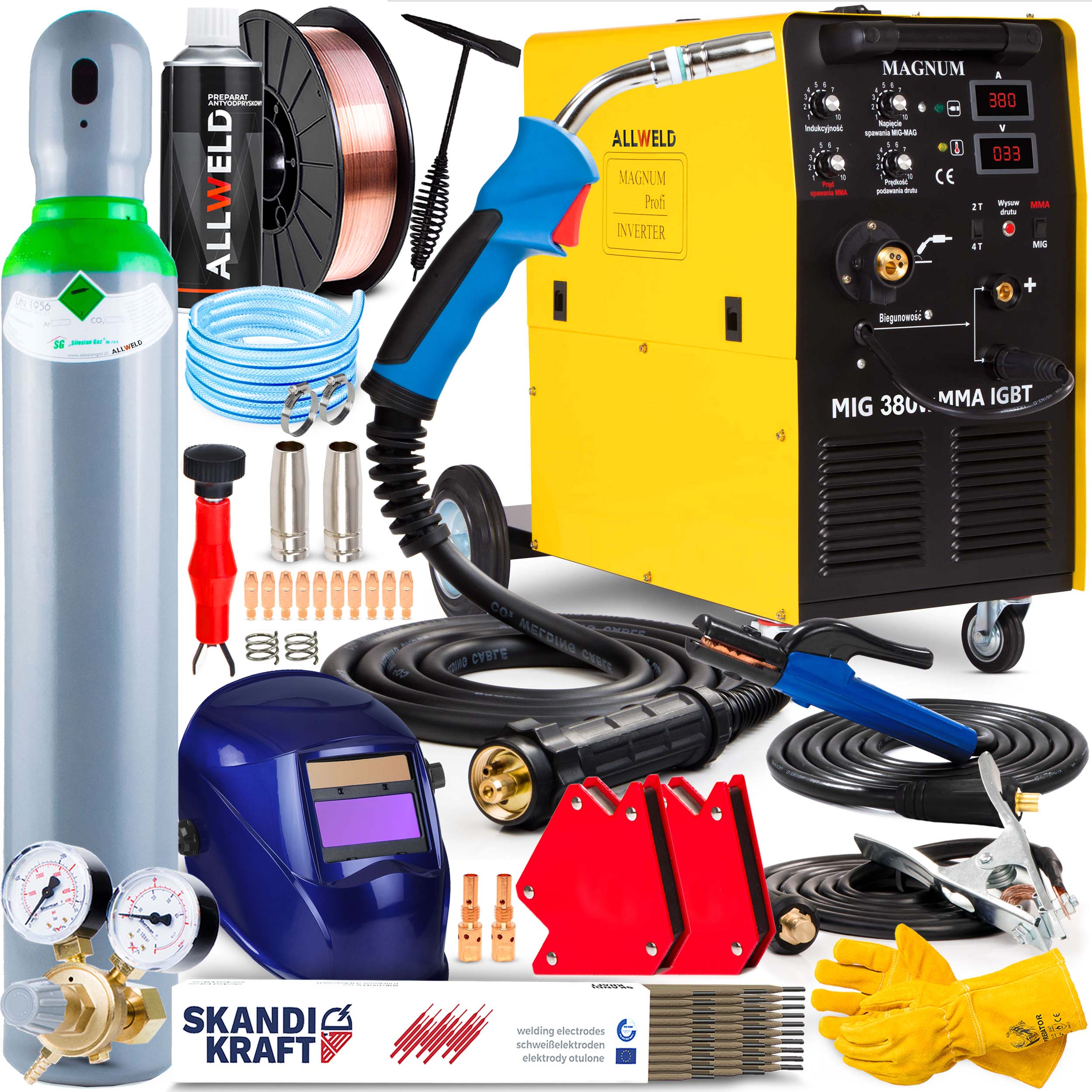 Svařovací Stroj Migomat Magnum Mig 380W Mma Igbt 400V 370A Alu 4X4 Lutosvařování