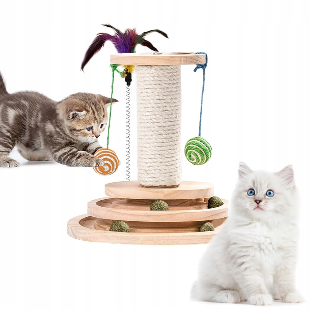 Levně Drapak Pro Kočky Interaktivní Tříúrovňový Otočný Talíř