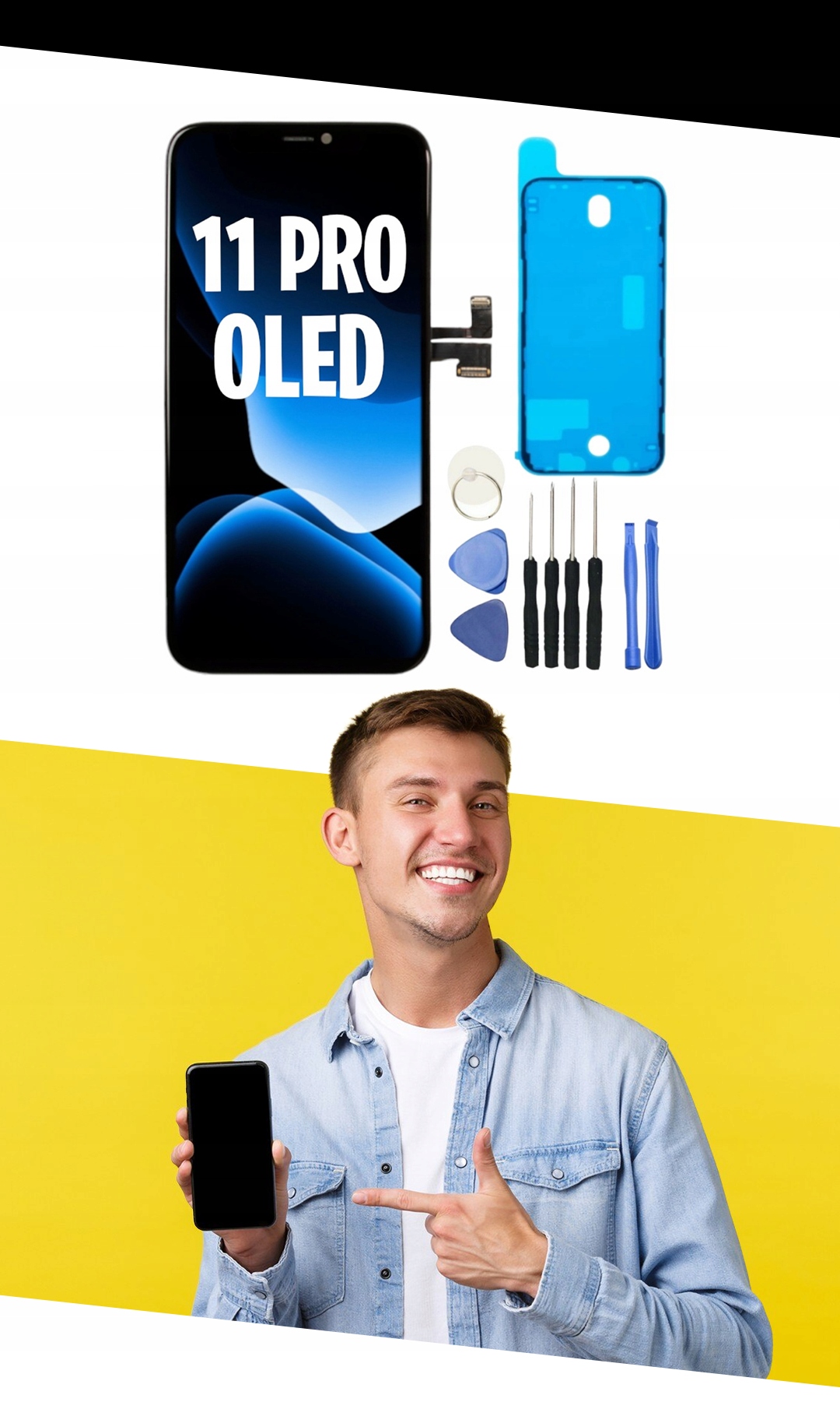 WYŚWIETLACZ EKRAN DOTYK Do Apple iPhone 11 PRO HARD OLED + ZESTAW NAPRAWCZY Stan opakowania oryginalne