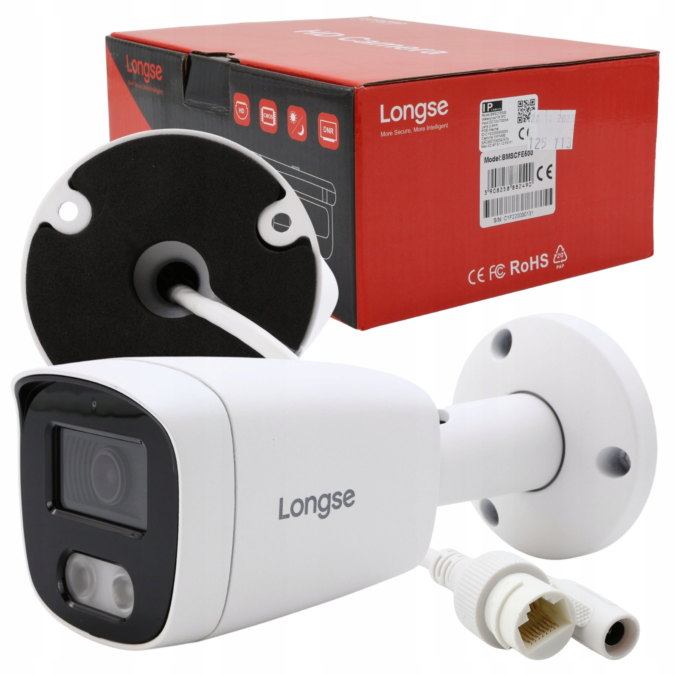 Tubová Ip PoE kamera Longse BMSCFE200 2Mpx Full Hd 2.8 mm 96° Ir 25 m IP67