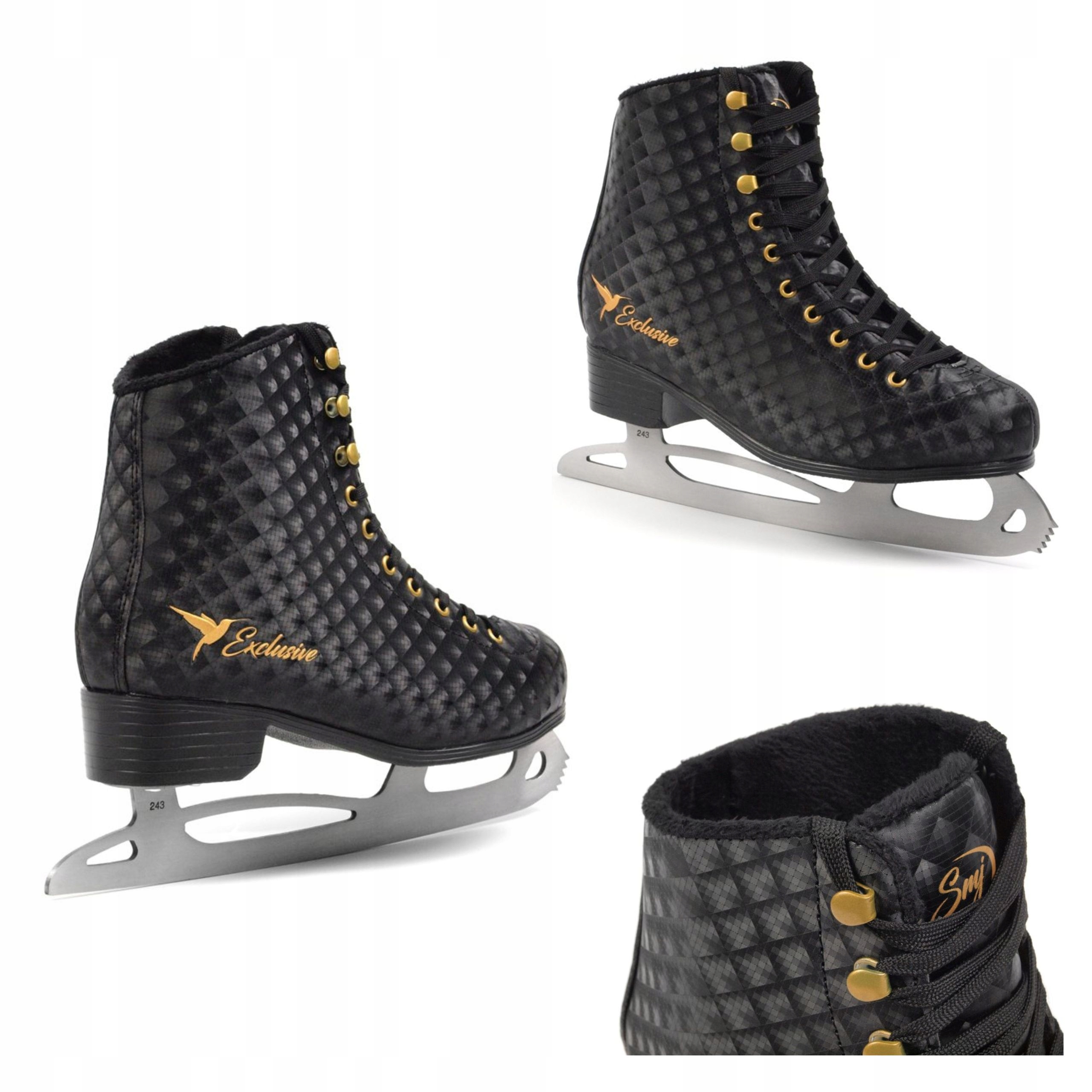 Łyżwy figurowe ocieplane z futerkiem Exclusive Smj czarne roz. 36
