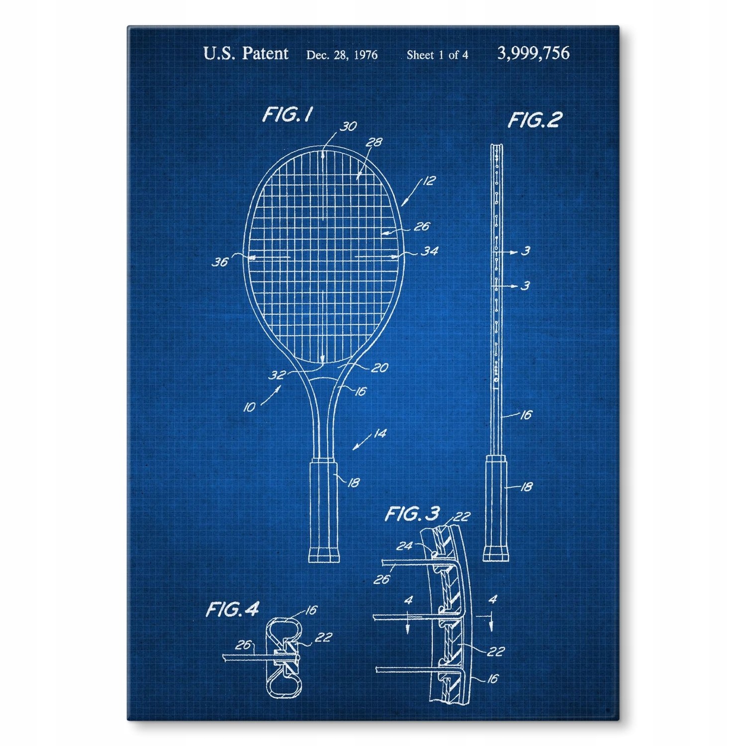 Kovová plakát tenisová raketa S