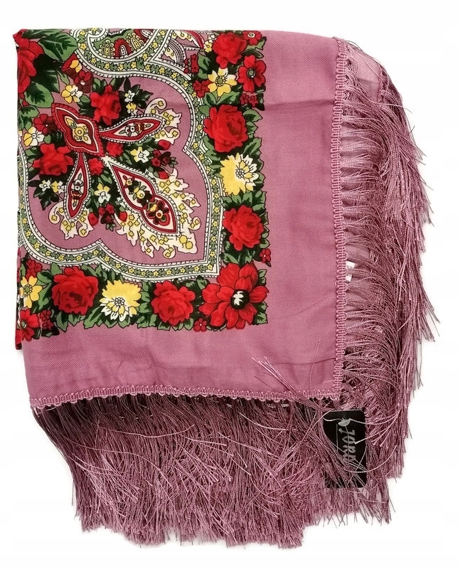 Chusta góralska ludowa apaszka kwiaty folk różowa Płeć kobieta