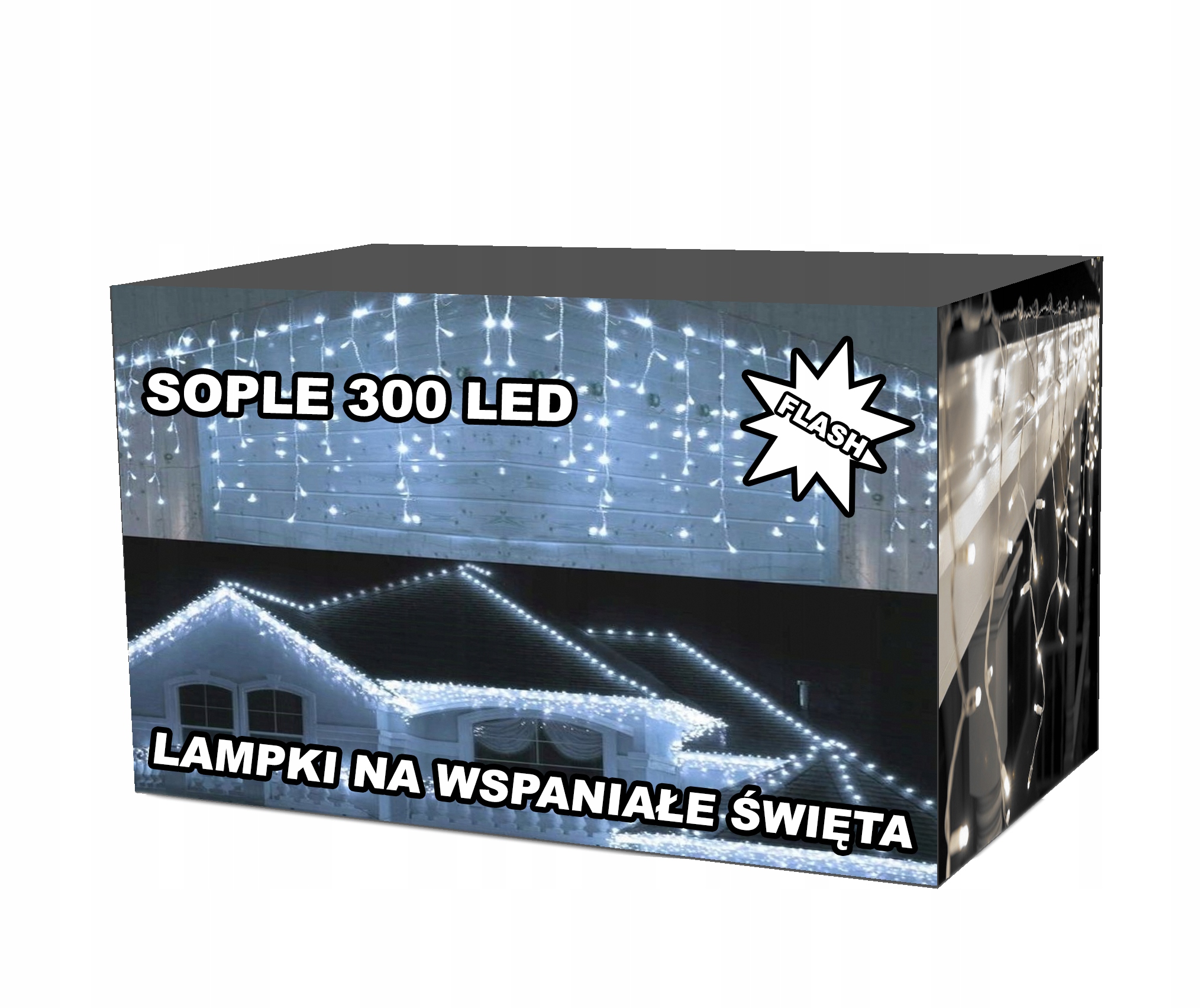 

Lampki Zewnętrzne Sople 300LED Flash Kurtyna Biały