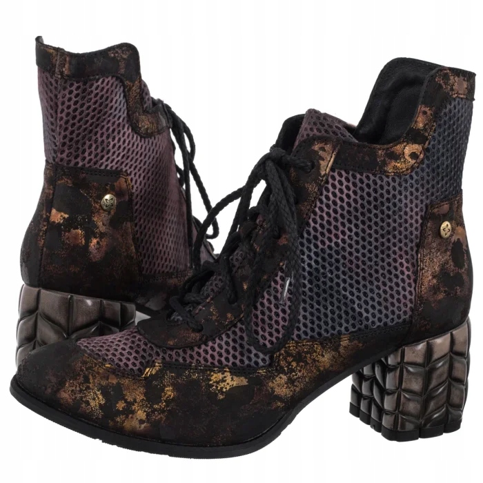 Dámské kožené boty Kotníkové Boty Maciejka Bronz+Bordo 06989-02/00-8 Brown