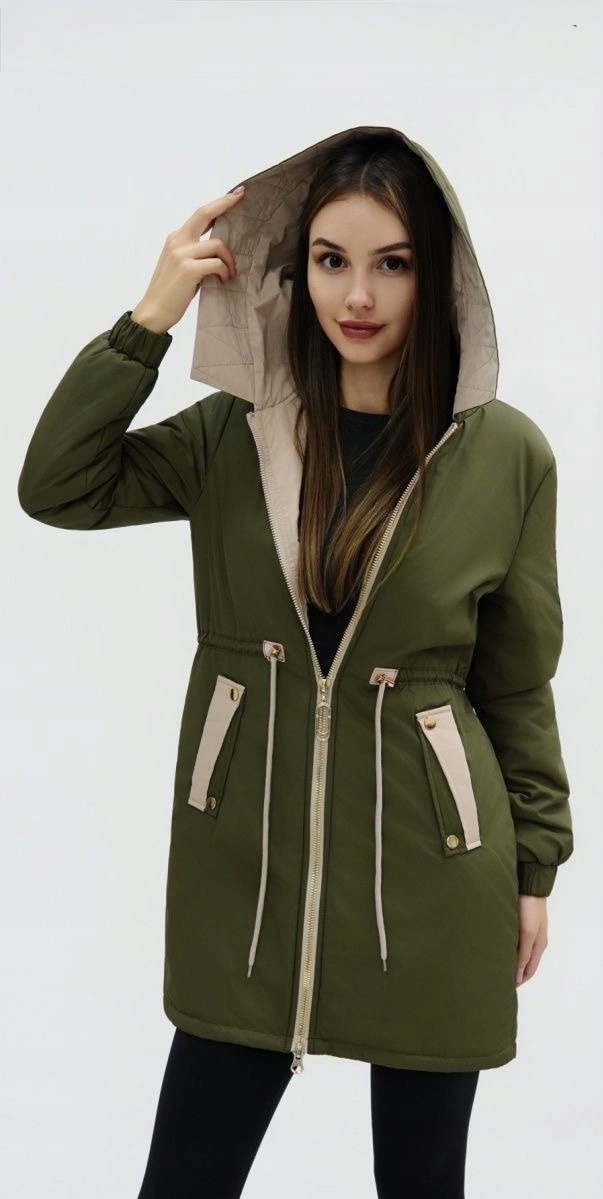 Tenká Bunda Kapuce B8352 Khaki L (40)