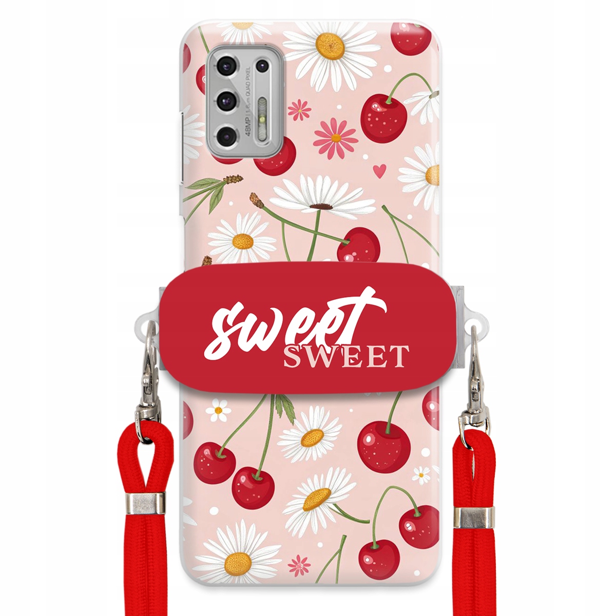 Pouzdro pro Motorola G Stylus 2021 Červené vodítko držák Sweet Višňový Květ