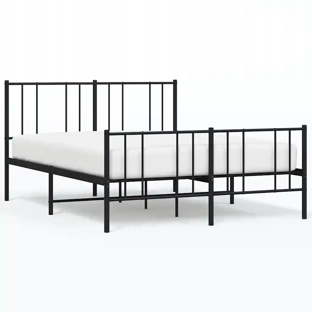 Černý kovový rám postele o rozměrech 196 x 146 x 90 cm s úložným prostorem