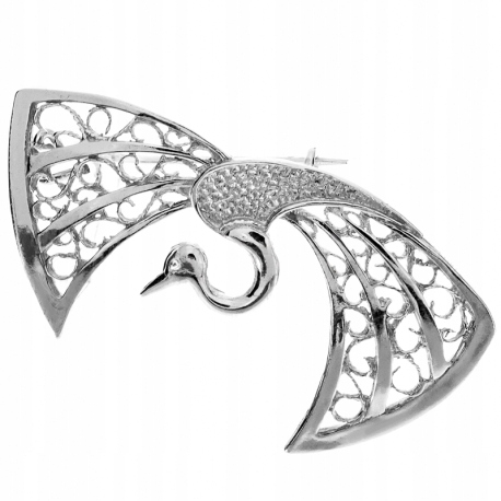 

Srebrna Broszka Ptak Paw Ażur Ze Srebra 925