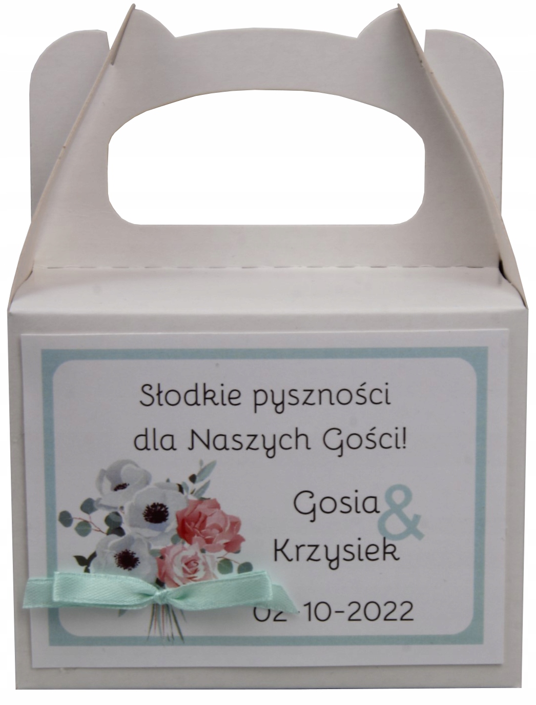 

kwiatowe, miętowe pudełko na ciasto/cukierki-mint