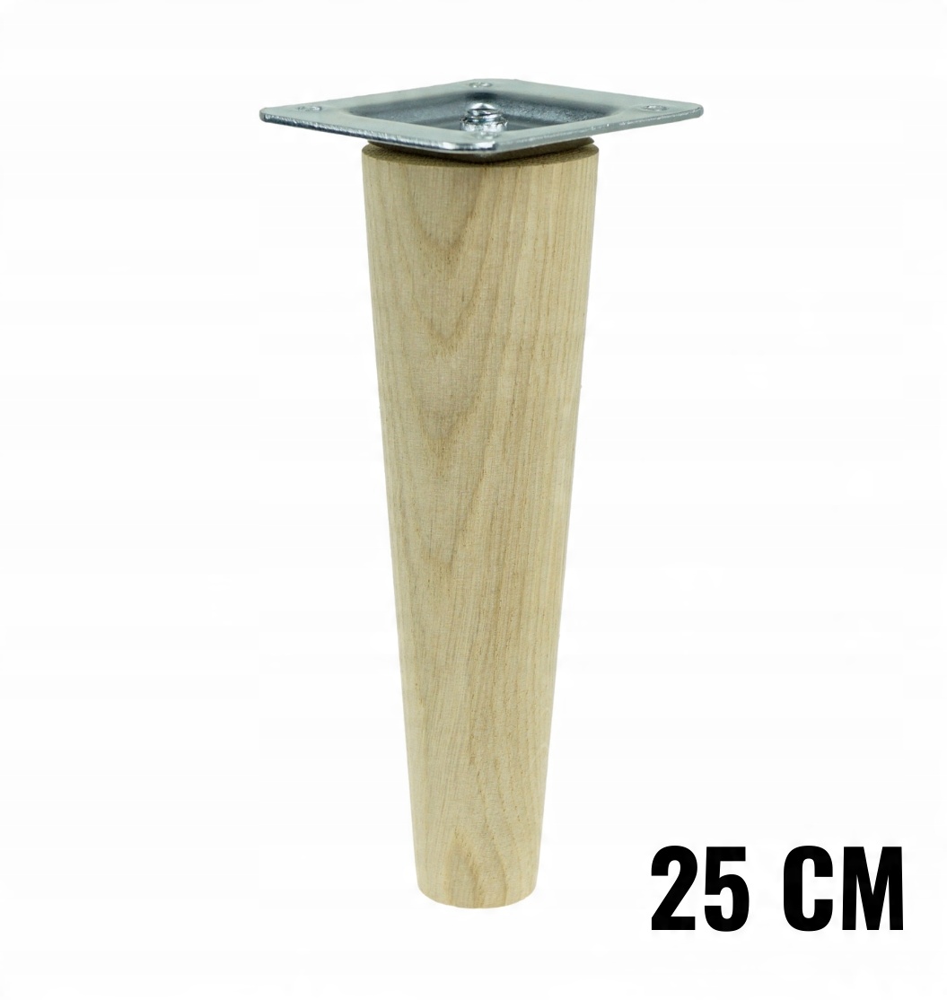 

nóżka dębowa noga mebla 25 cm z blachą montażową