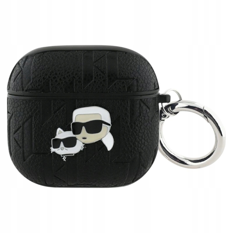 Pouzdro AirPods 4 Karl Lagerfeld Monogram Karl & Choupette černé