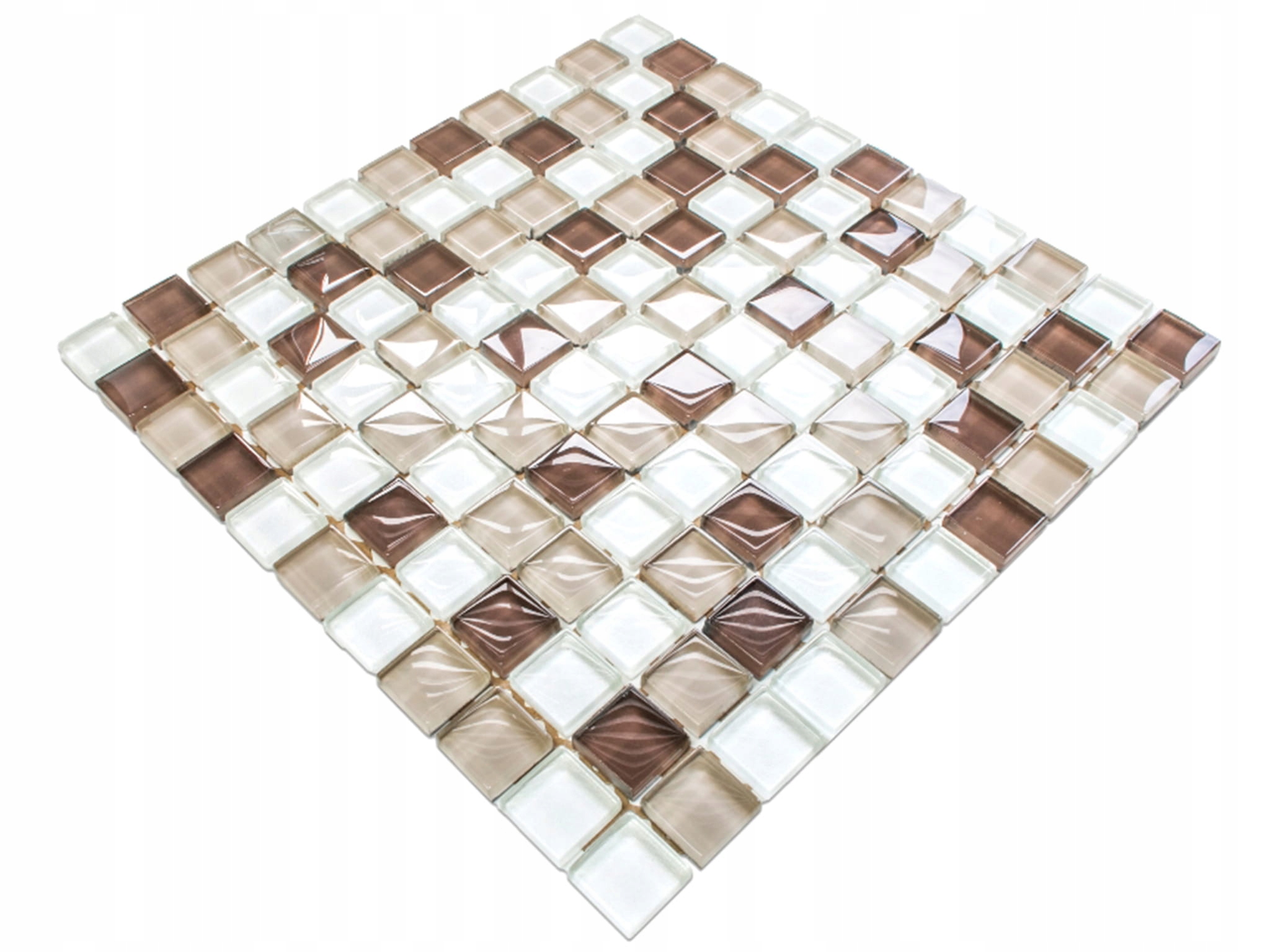 MOZAIKA SZKLANA BEŻOWA BRĄZOWA BIAŁA COFFE 30x30 Jednostka sprzedaży sztuka