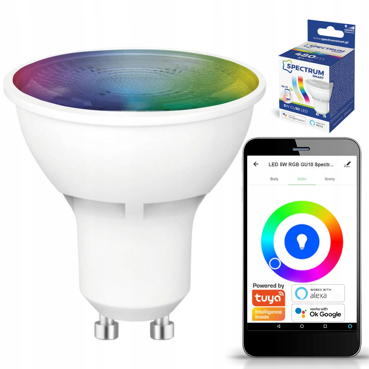 

Żarówka Led GU10 5W Rgb+cct 480lm Smart WiFi Tuya