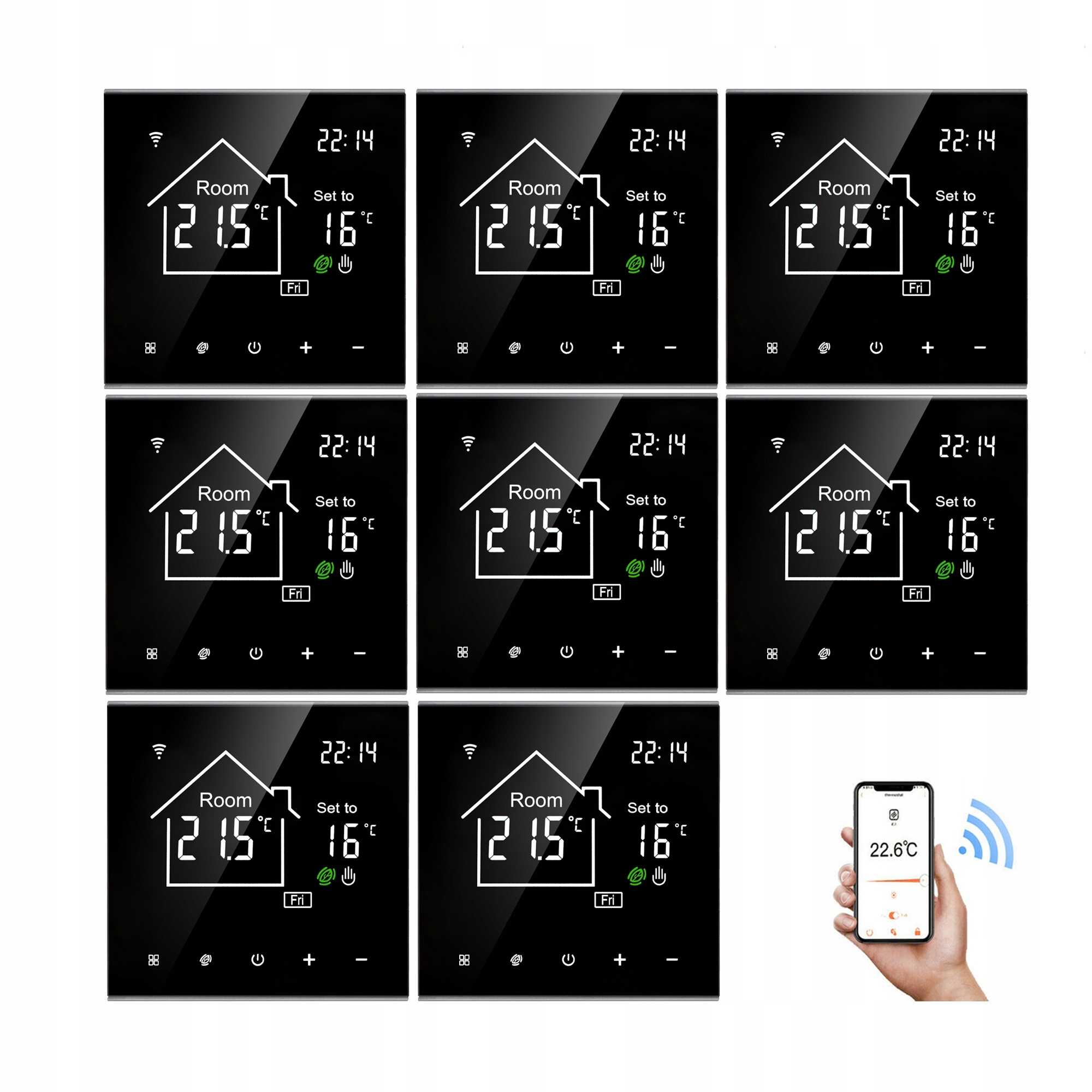 8 x WiFi regulátor vytápění podlahového termostatu