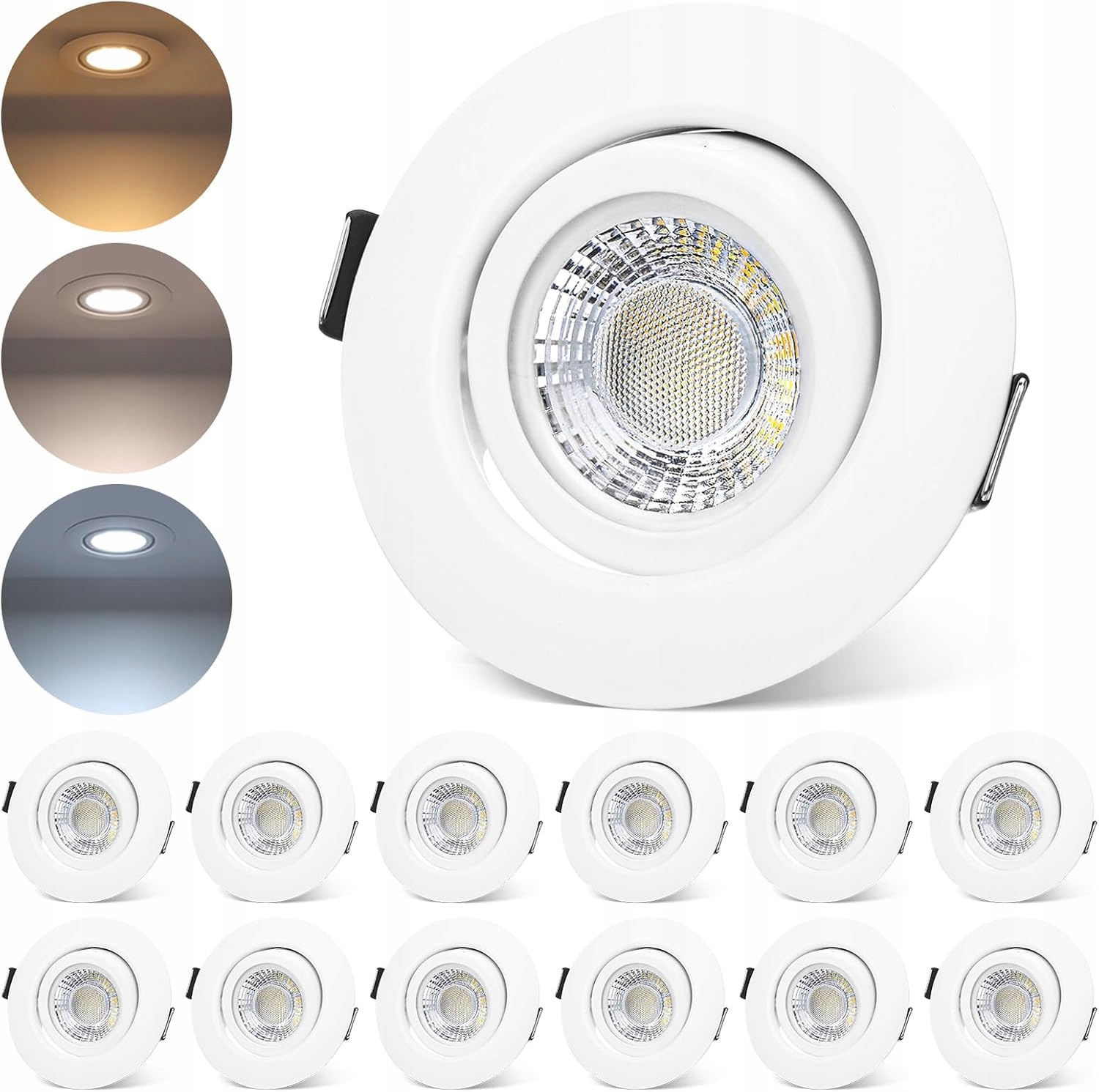 Led stropné svietidlá 12 ks zapustené otočné, biela kúpeľňa 6 W IP44