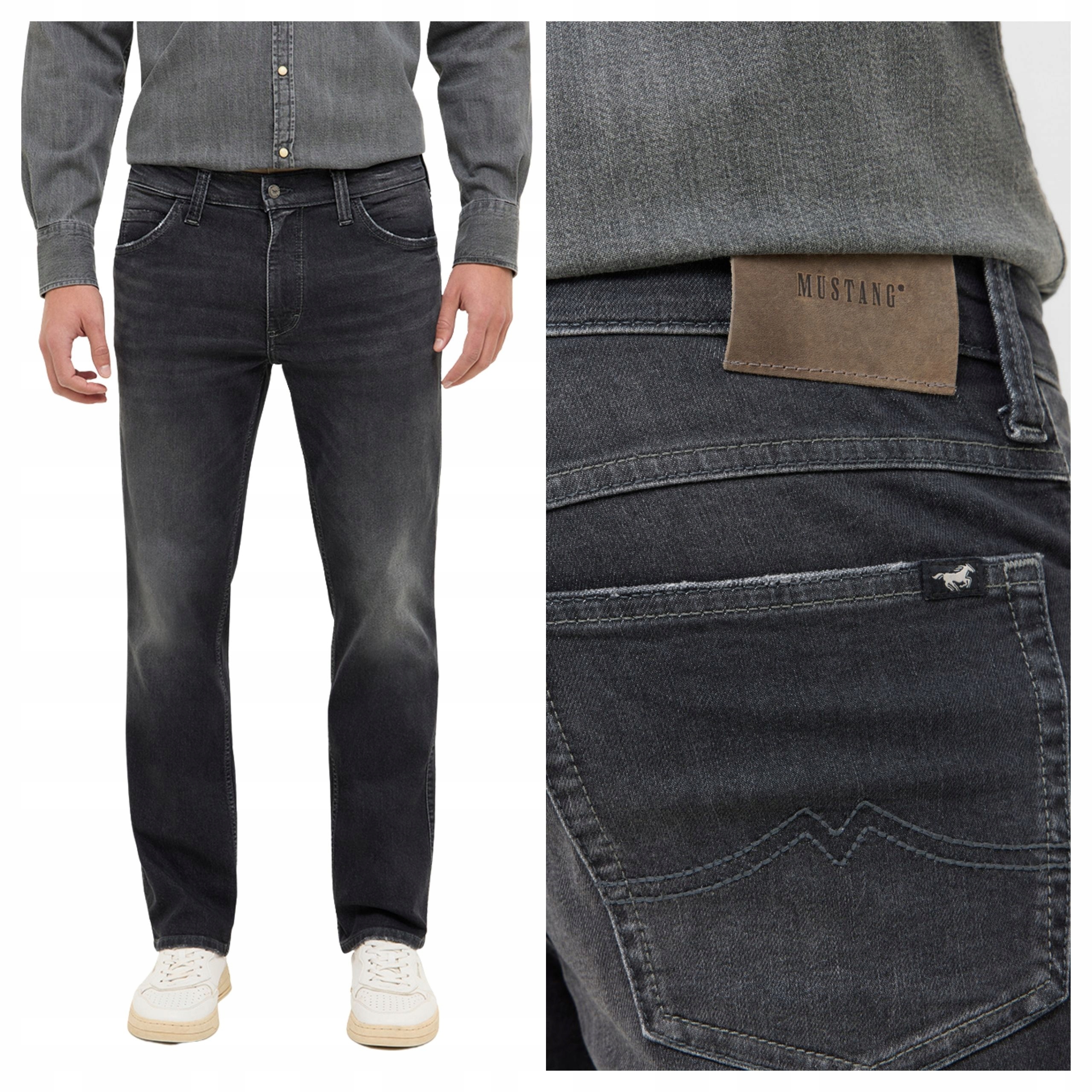Pánské džíny Mustang Tramper Straight Černé Denim Klasické W36 L32