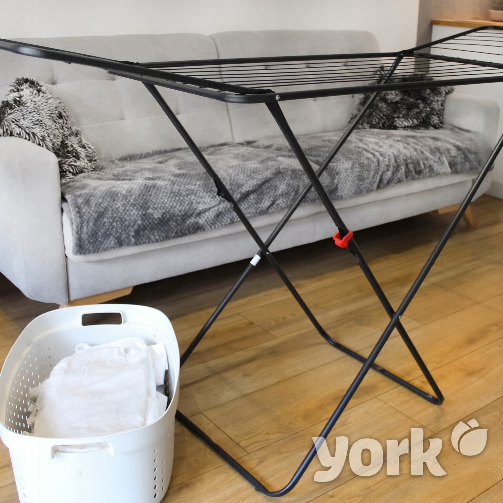 SUSZARKA NA UBRANIA PRANIE BIELIZNĘ SKRZYDŁOWA POZIOMA YORK ANTRACYT 18m2 Szerokość 102-171 cm