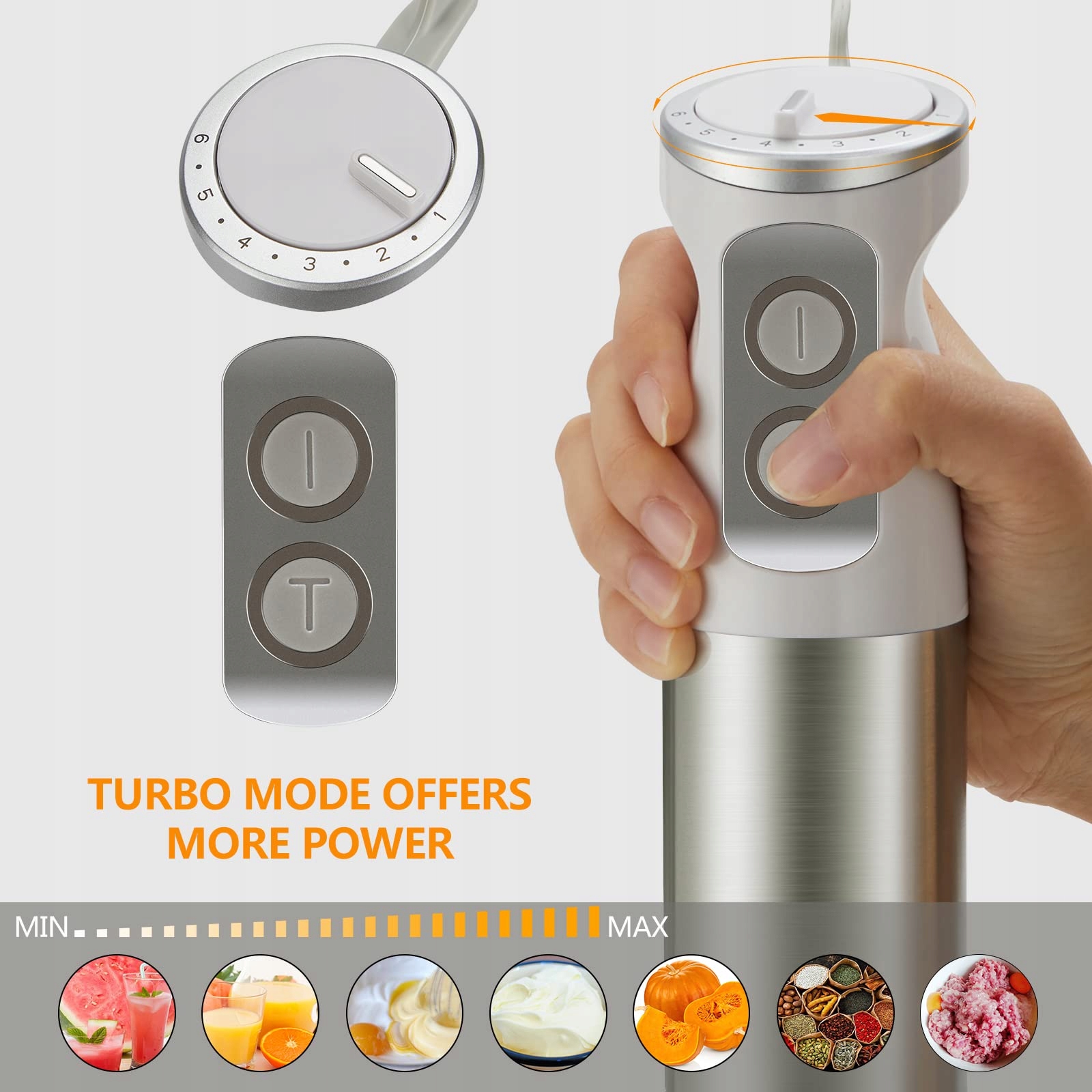 INKBIRD Zestaw Blender Ręczny 4w1 600W z 6 Prędkościami Do Zup Smoothie — miniatura 7