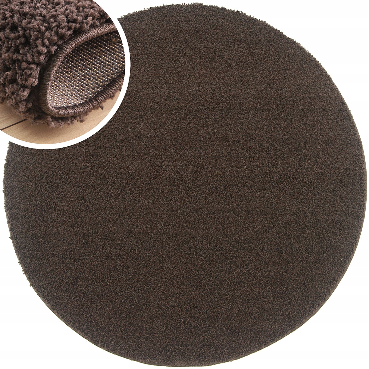 Koberec Shaggy Plyšový Kulatý Viti Hnědý 140 Cm
