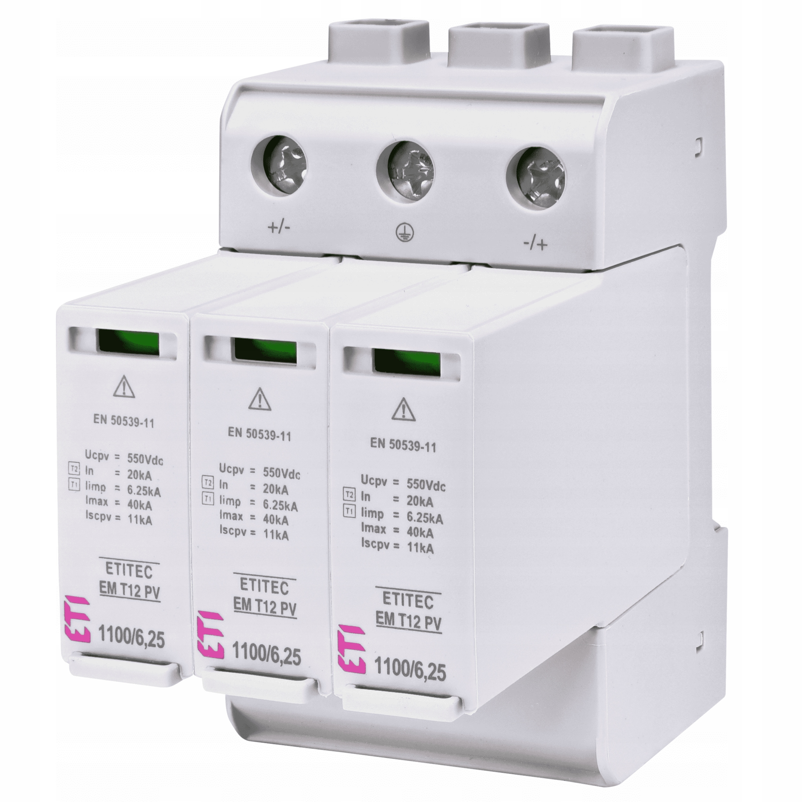 

Ogranicznik przepięć T1+T2 1100V DC Fotowoltaiczny
