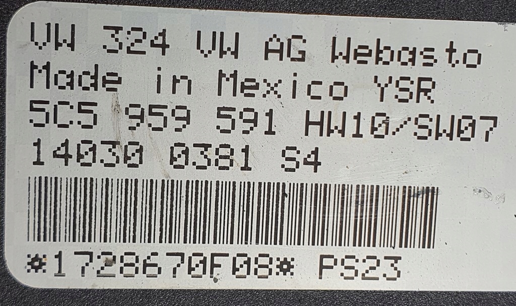 SILNICZEK SZYBERDACHU VW NEW BEETLE 5C 5C5959591 Part number 5C5959591