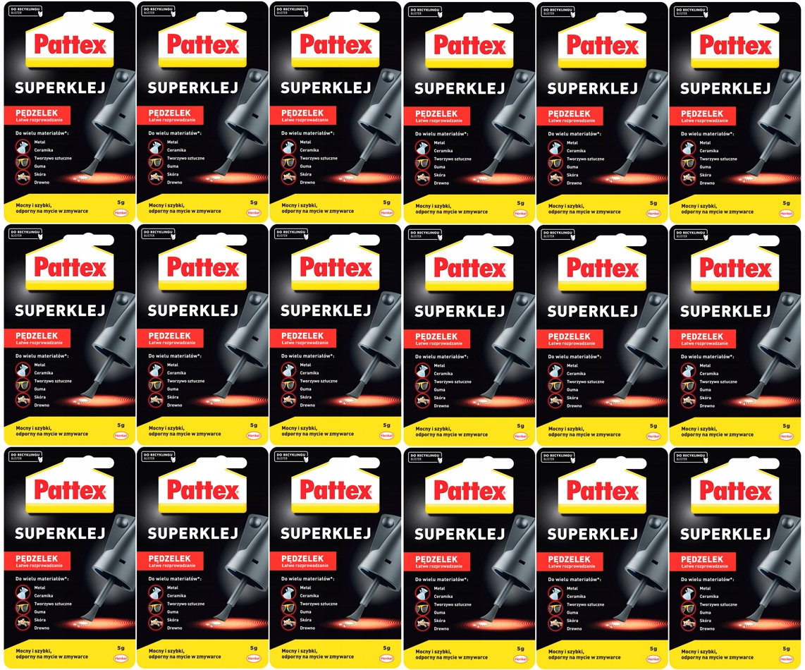 18x Mocny Klej Z Pędzelkiem Błyskawiczny Sekundowy Uniwersalny Pattex S.o.s