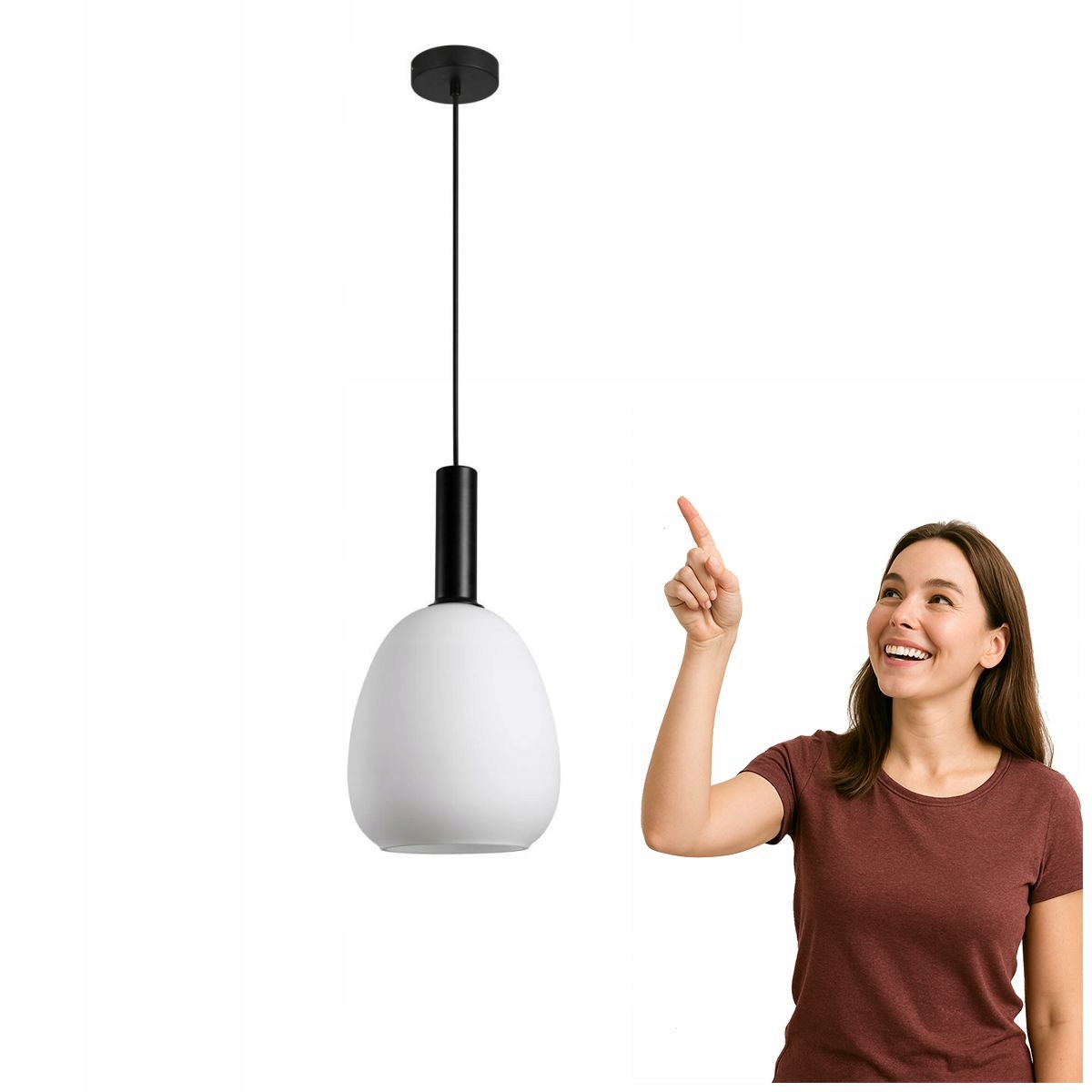 Závěsná lampa Gater černá s opálovým stínítkem Italux