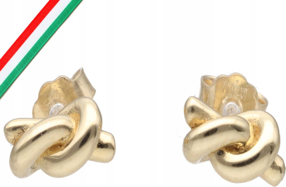 Zlaté náušnice 585 uzlíček na tyči 2,08g módní vzor pro ni 14k dárek