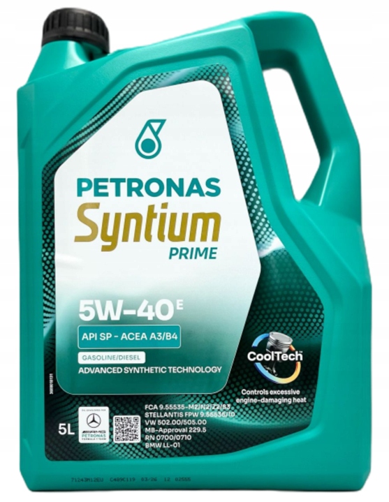 Olej Silnikowy Petronas Syntium Prime E 5W-40 5W40 5L