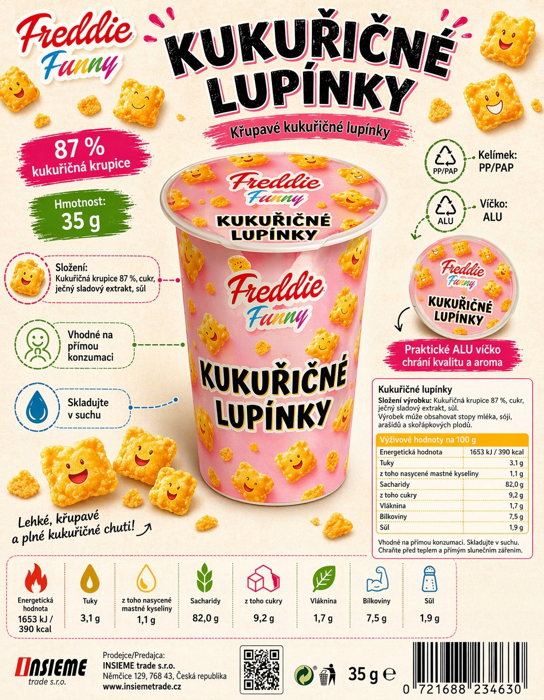Kukuřičné lupínky Freddie Snack - 35g