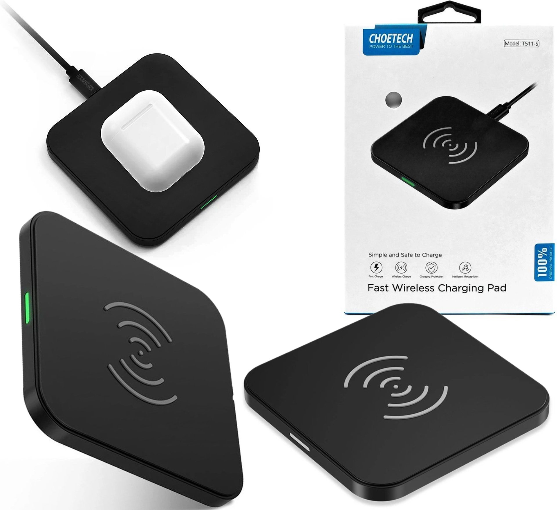 

Ładowarka bezprzewodowa Choetech 10W kabel Usb Qi