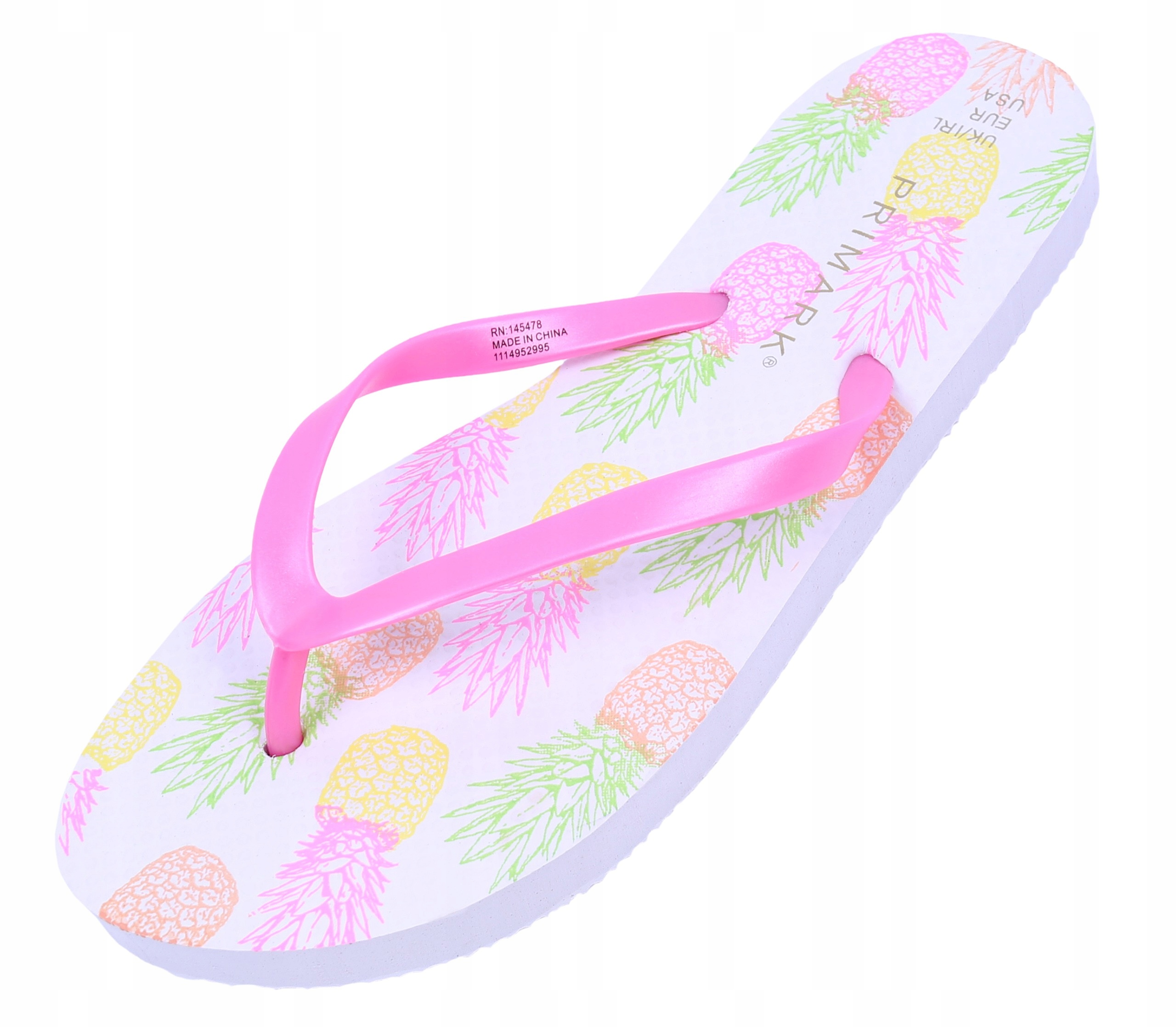 

Biało-różowe japonki w ananasy Primark 40/41