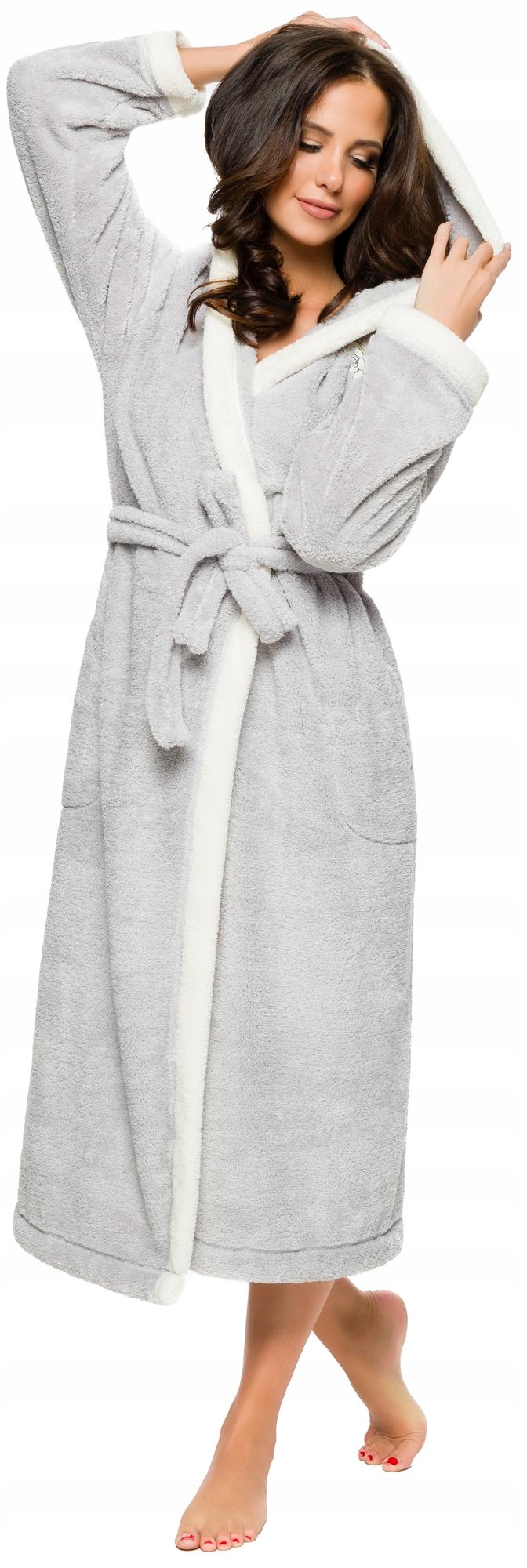 DŁUGI PUCHOWY DAMSKI SZLAFROK Z HAFTEM PODOMKA 3XL Płeć kobieta