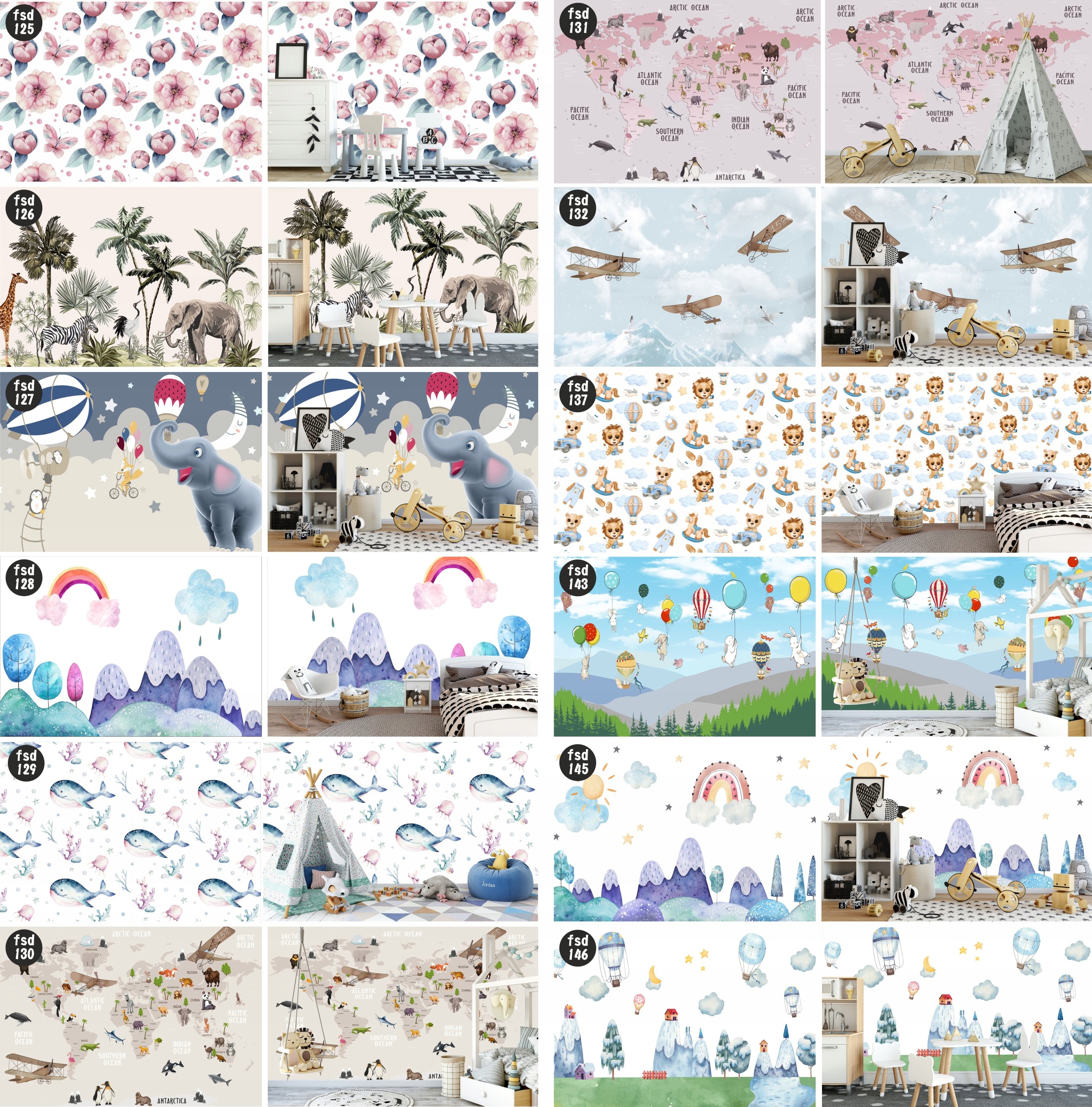 Fototapeta dla dzieci dekoracyjna do pokoju ZWIERZĘTA LEŚNE LAS na wymiar Szerokość produktu 10 cm