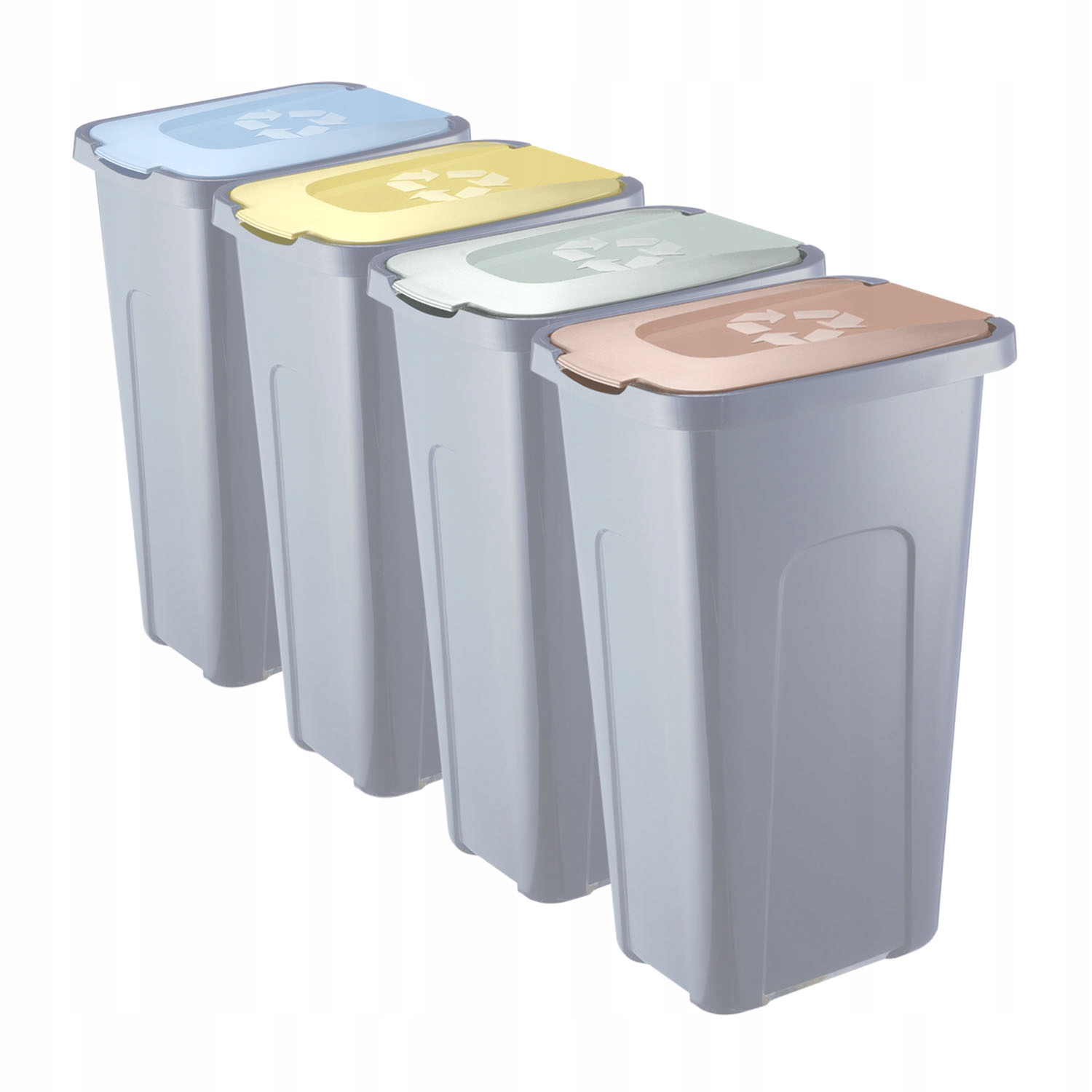 Levně 4X Koše na odpadky Pafen Šedé 30L Žlutá, Zelená, Modrá, Hnědá