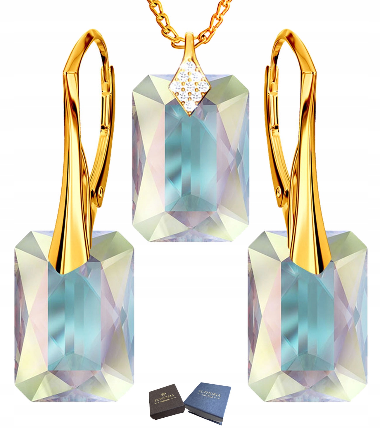 Sada šperků Zlaté Stříbro 925 Dárek Náušnice Náhrdelník s přívěskem