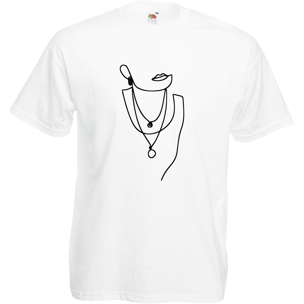 

Koszulka line art kobieta usta L biała