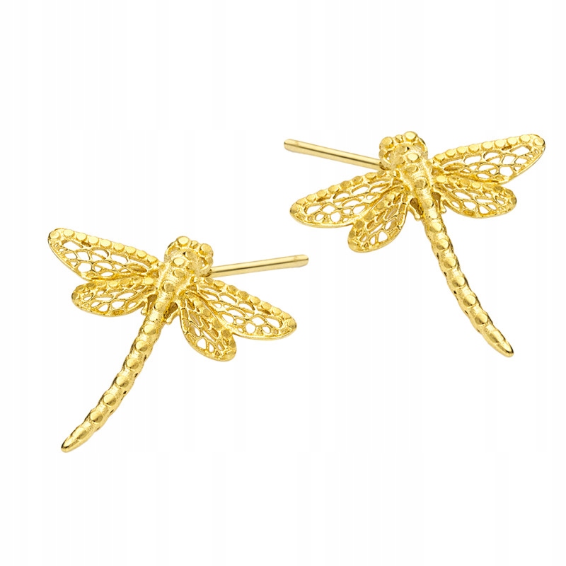 Náušnice pozlacené stříbro 925, ažurová vážka, délka 2 cm, váha 2,70 g jako dárek